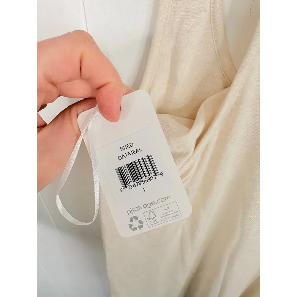 NWT PJ Salvage Essential Jammie Night Dress Large Oatmeal Sleepwear Lounge - Picture 9 of 9